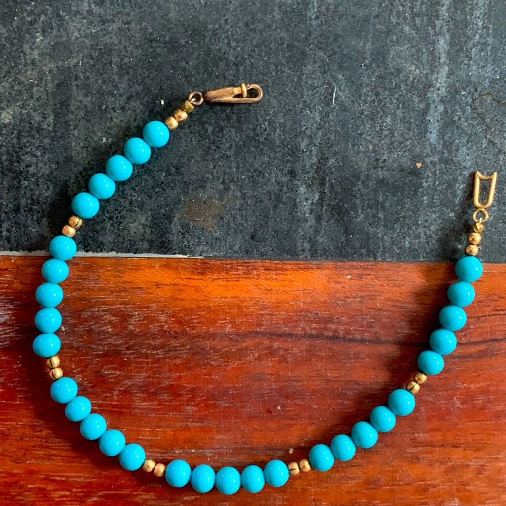 Real Turquoise and Gold Bracelet